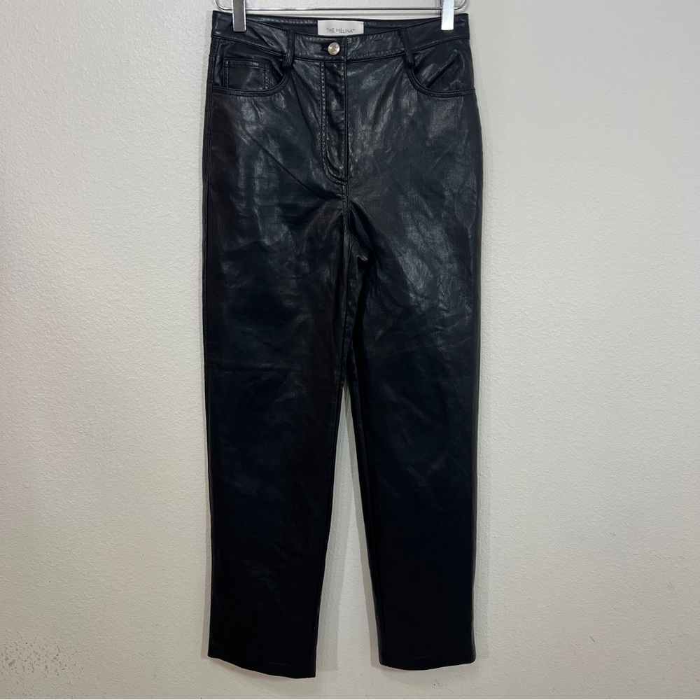 Aritzia Wilfred The Melina Pant Black Vegan Leather High Rise Straight Leg sz 4 - Picture 2 of 12